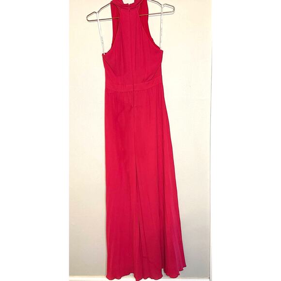 Halston Heritage Sleeveless Cowl Neck Flowy Wide Leg Jumpsuit Neon Pink size 0 - Picture 3 of 16